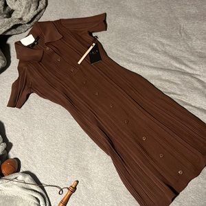 Brown button up dress
